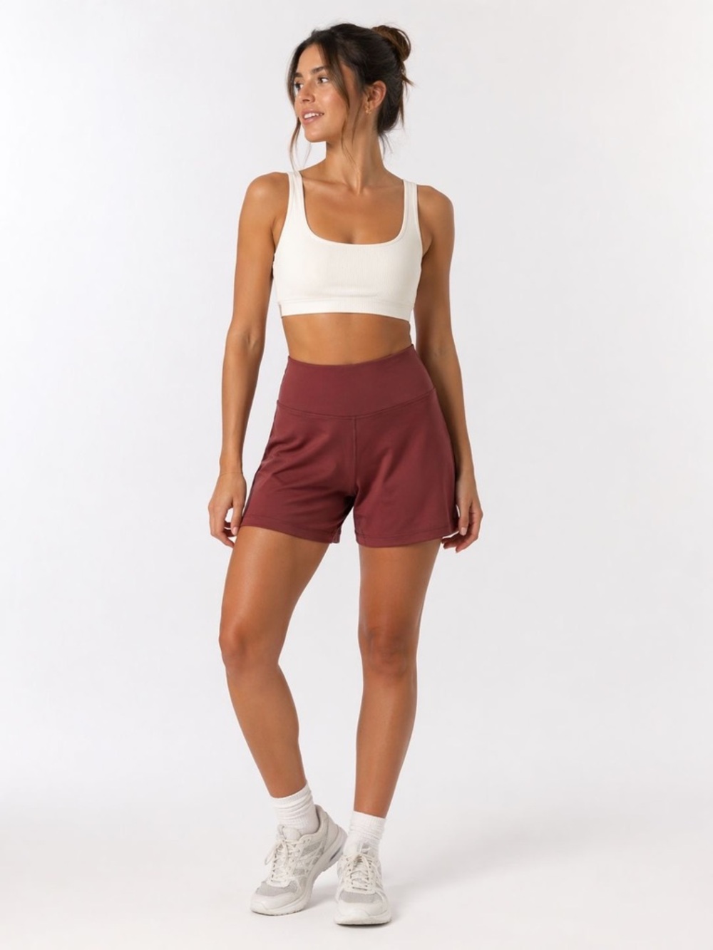 Yogalicious High-Waisted Maroon Bike Shorts